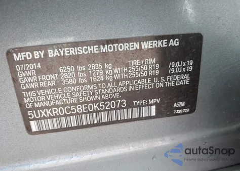 2014 BMW X5 xDrive35I z USA, uszkodzony, nr VIN 5UXKR0C58E0K52073